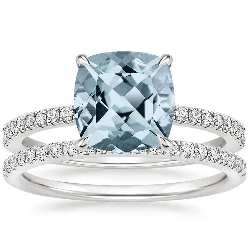 18KW Aquamarine Viviana Diamond Bridal Set (2/5 ct. tw.), top view