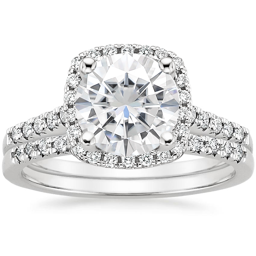PT Moissanite Odessa Diamond Ring (1/5 ct. tw.) with Sonora Diamond Ring (1/8 ct. tw.), top view