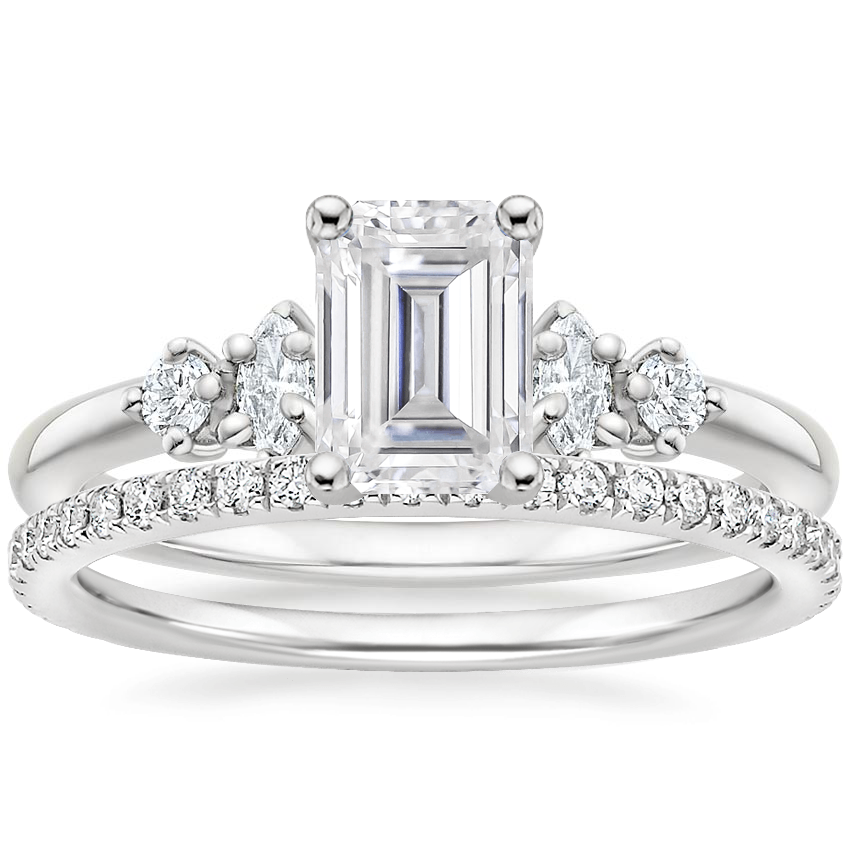 18K White Gold Miroir Diamond Ring with Luxe Ballad Diamond Ring (1/4 ct. tw.)
