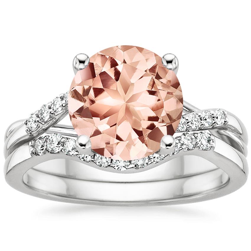 18KW Morganite Chamise Diamond Bridal Set, top view