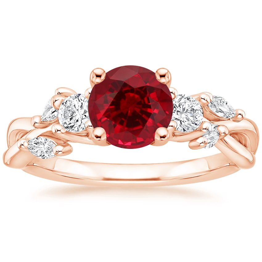14K Rose Gold Willow Three Stone Diamond Ring (1/3 ct. tw.), large top view