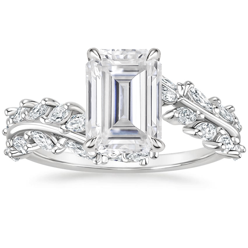 Moissanite Winding Ivy Diamond Ring (3/4 ct. tw.) in 18K White Gold
