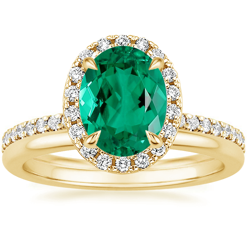 18K Yellow Gold Waverly Diamond Ring (1/2 ct. tw.) with Petite Comfort Fit Wedding Ring