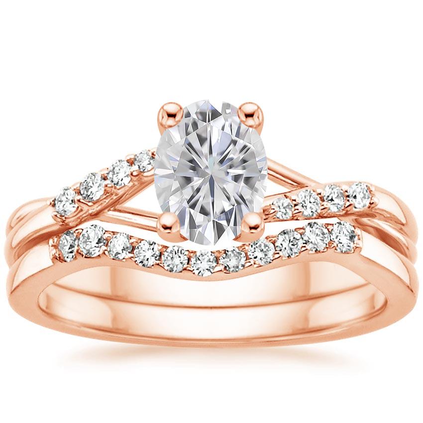 14KR Moissanite Chamise Diamond Bridal Set, top view