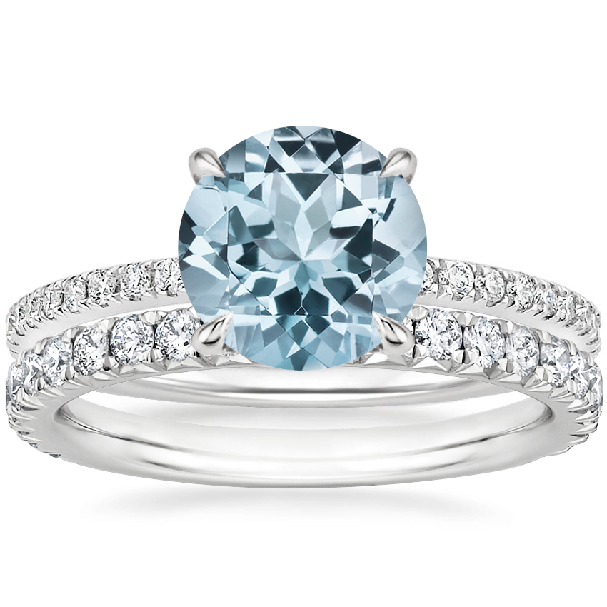 18K White Gold Luxe Perfect Fit Diamond Ring (1/4 ct. tw.) with Luxe Amelie Diamond Ring (1/2 ct. tw.)