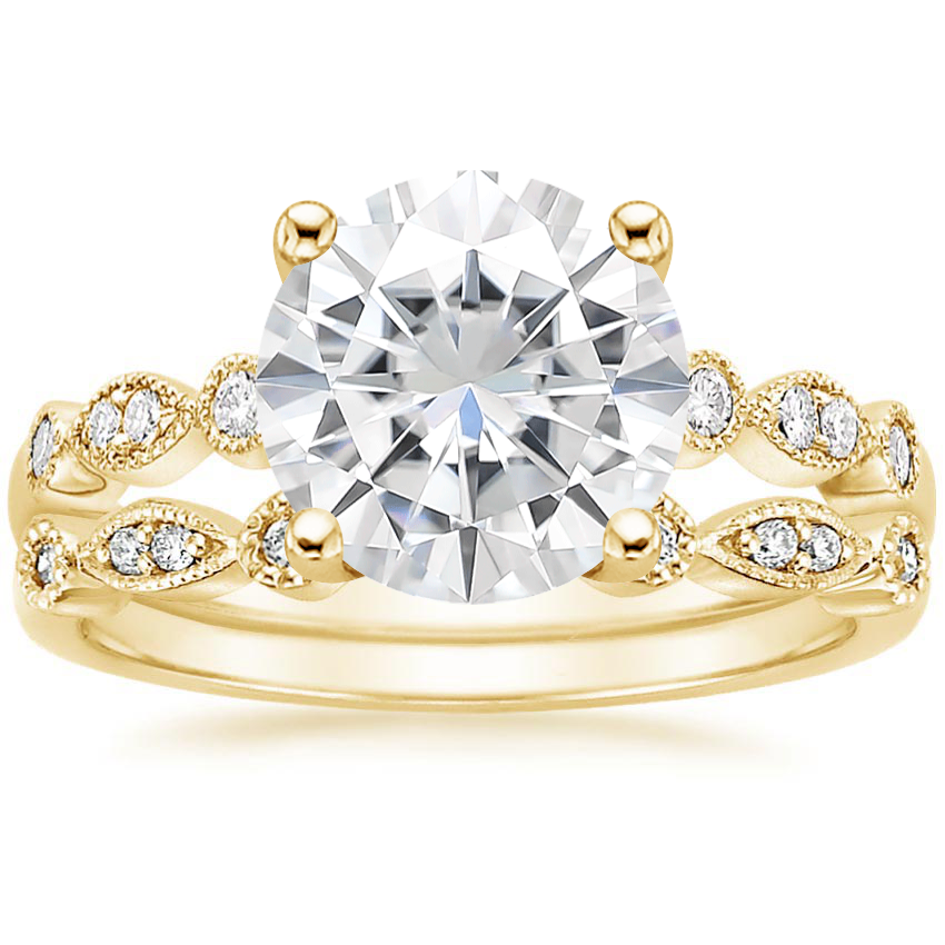 18KY Moissanite Tiara Diamond Bridal Set (1/5 ct. tw.), top view