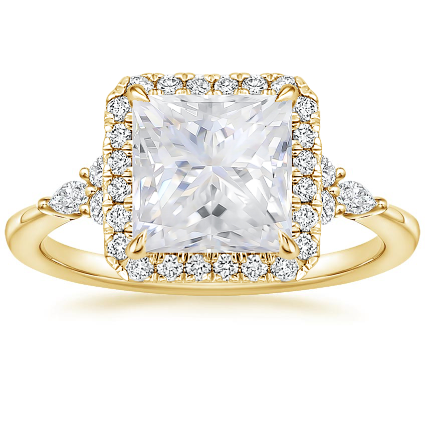 Yellow Gold Moissanite Nadia Halo Diamond Ring (1/4 ct. tw.)