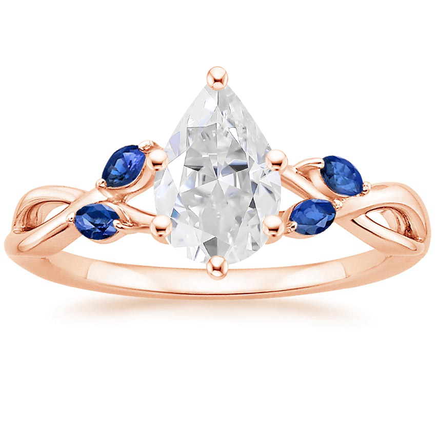 Rose Gold Moissanite Willow Ring With Sapphire Accents