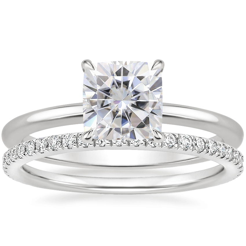 18K White Gold Petite Elodie Ring with Luxe Ballad Diamond Ring