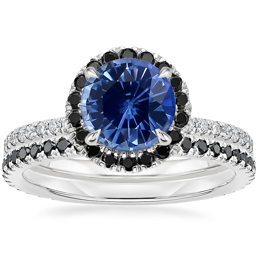 18K White Gold Waverly Diamond Ring with Black Diamond Accents with Luxe Ballad Black Diamond Ring