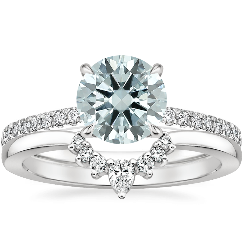 Platinum Petite Demi Diamond Ring (1/5 ct. tw.) with Lunette Diamond Ring