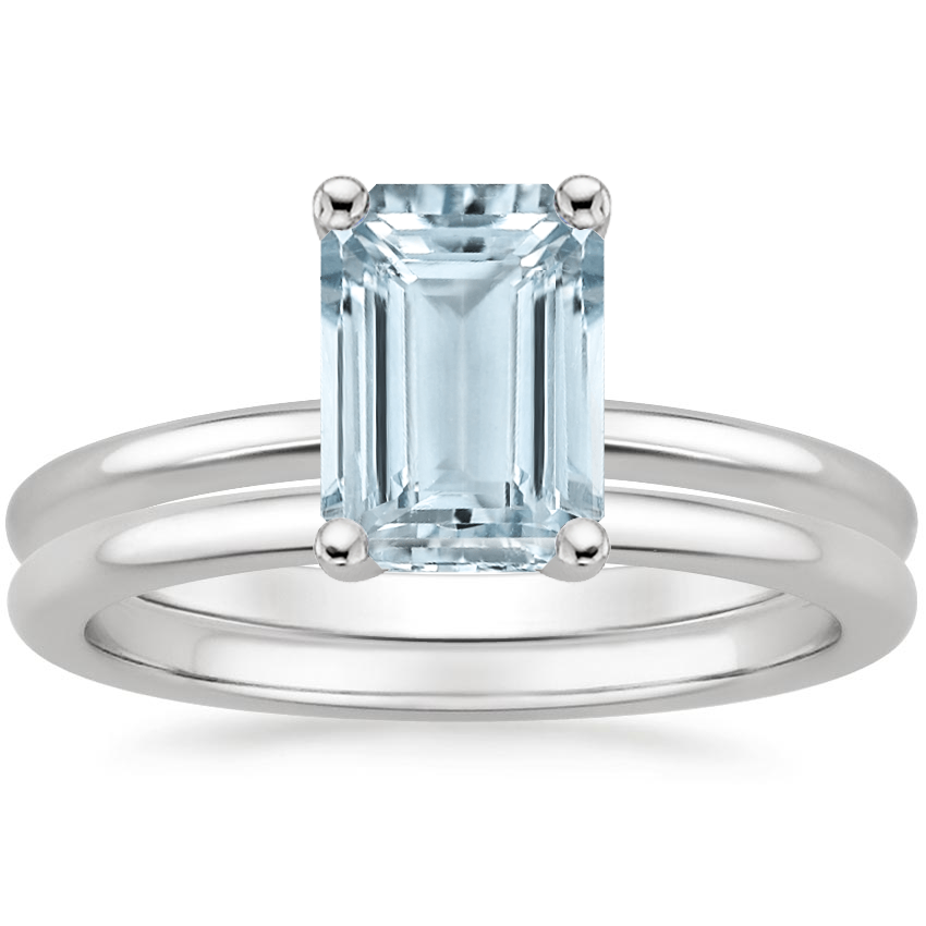 18KW Aquamarine Perfect Fit Bridal Set, top view