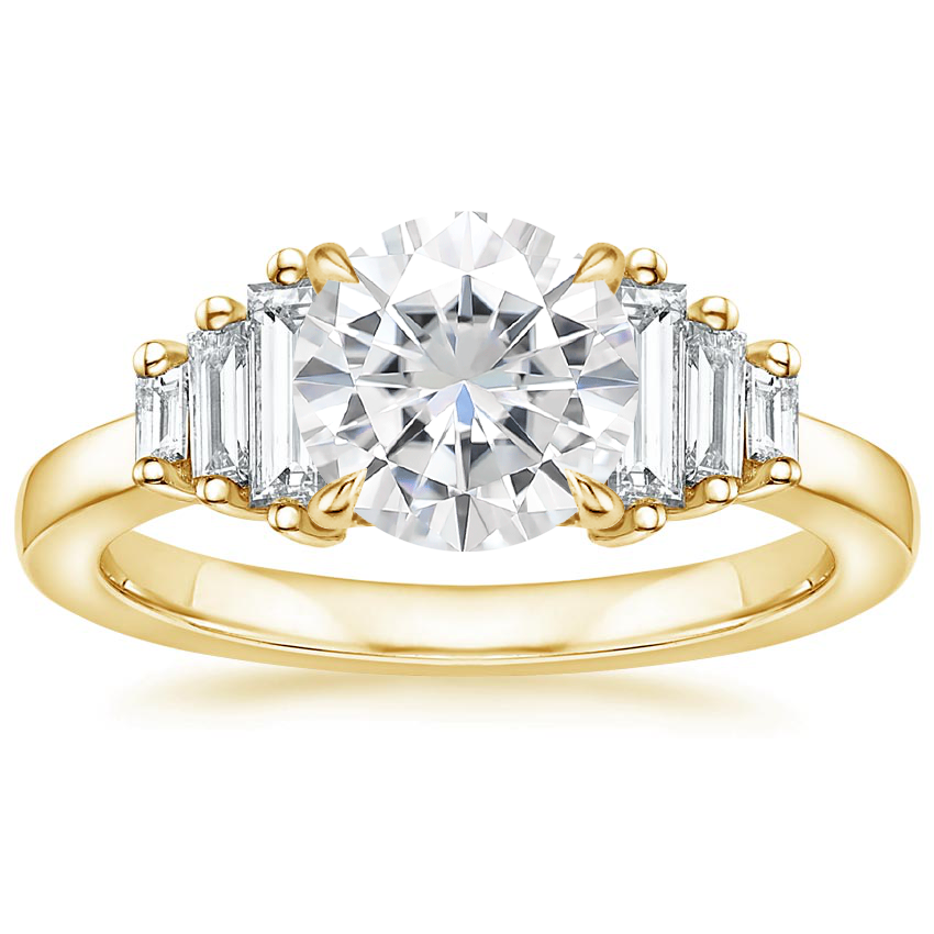 Yellow Gold Moissanite Faye Baguette Diamond Ring (1/2 ct. tw.)