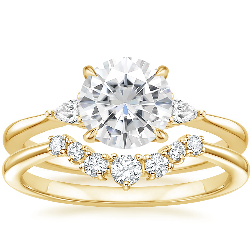 18KY Moissanite Aria Contoured Diamond Bridal Set, top view
