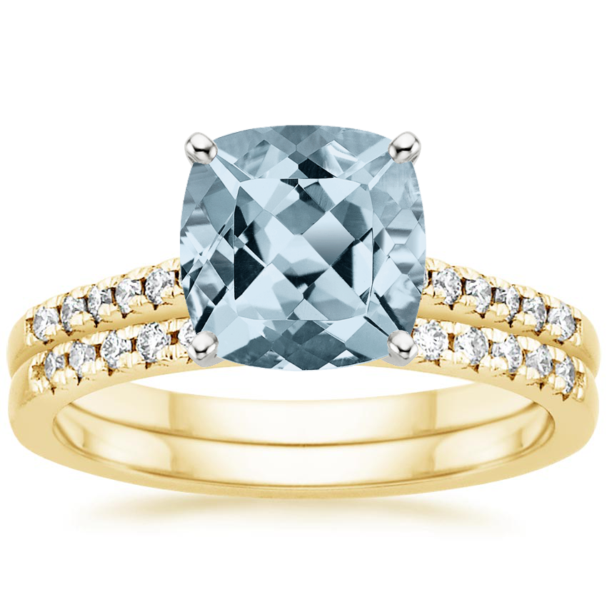 18KY Aquamarine Sonora Diamond Bridal Set (1/4 ct. tw.), top view