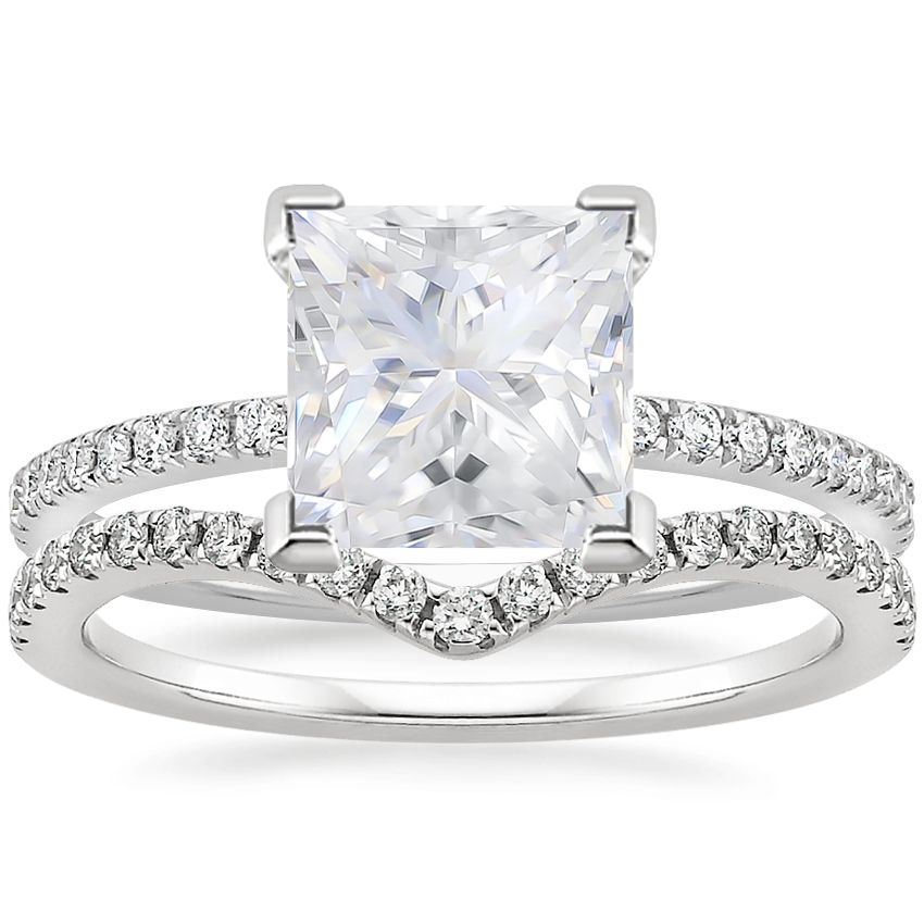 18K White Gold Luxe Ballad Diamond Ring (1/4 ct. tw.) with Flair Diamond Ring (1/6 ct. tw.)
