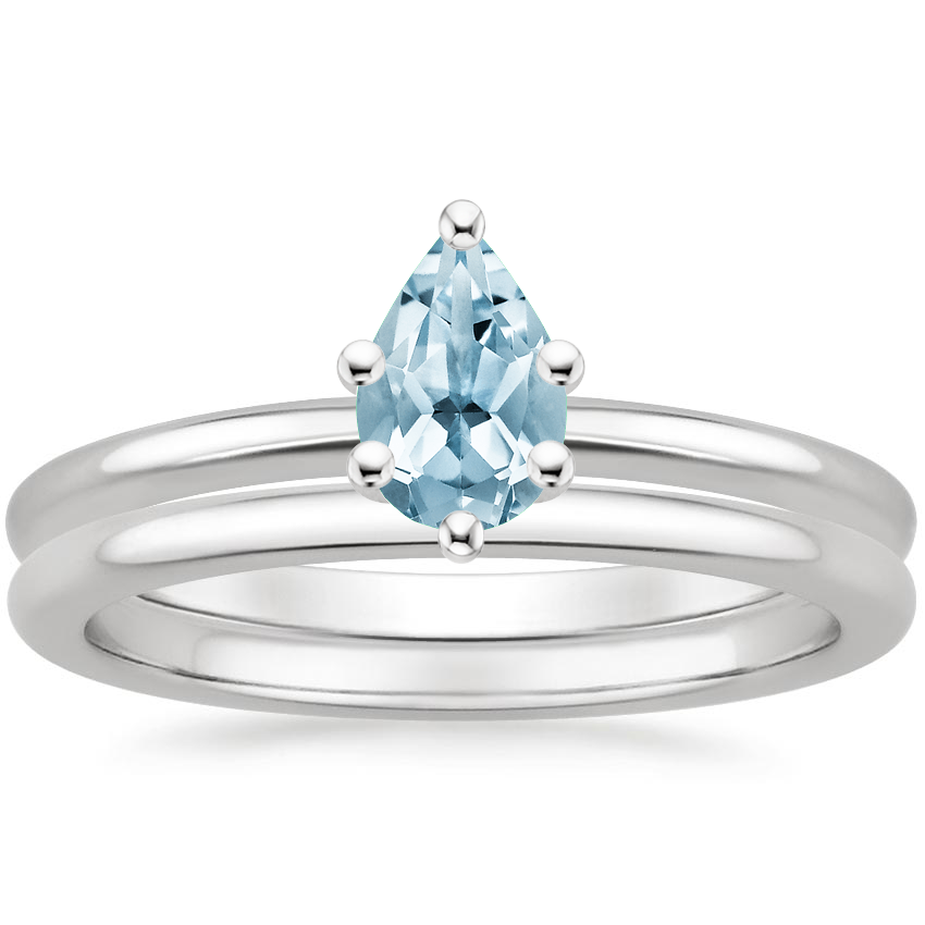 18KW Aquamarine Perfect Fit Bridal Set, top view