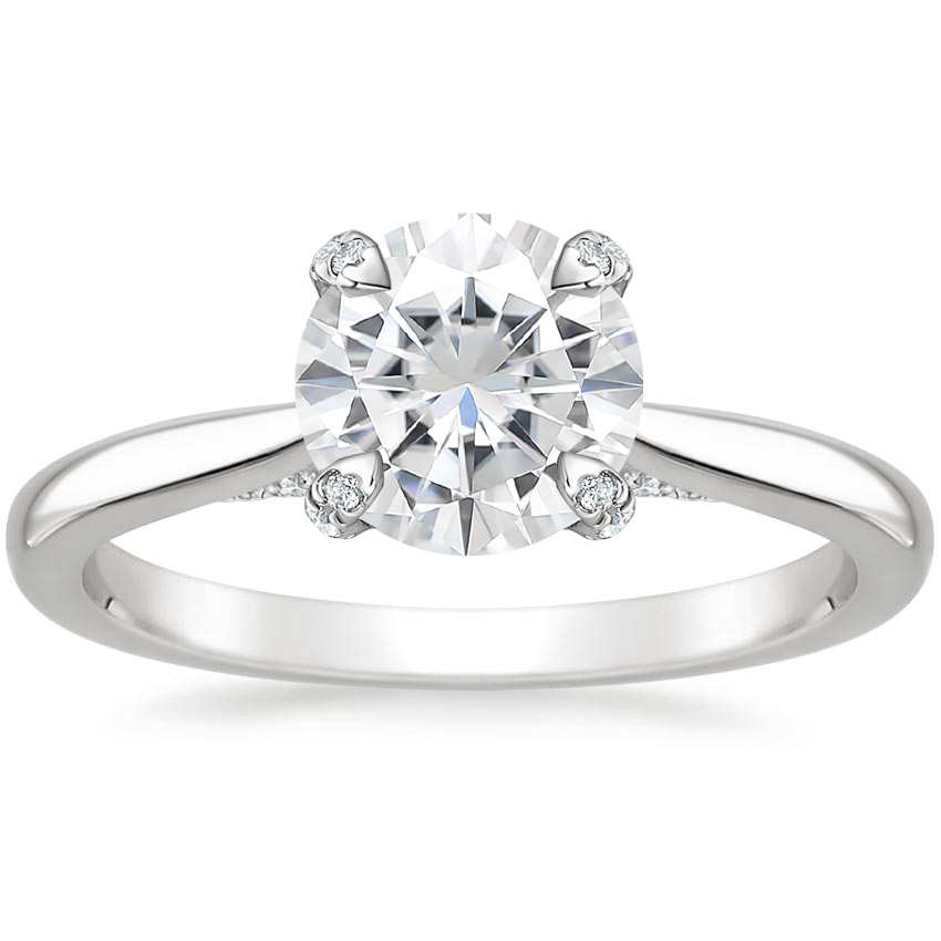 Moissanite Adorned Dawn Diamond Ring in 18K White Gold