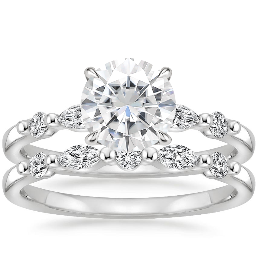 18KW Moissanite Petite Versailles Diamond Bridal Set (3/8 ct. tw.), top view