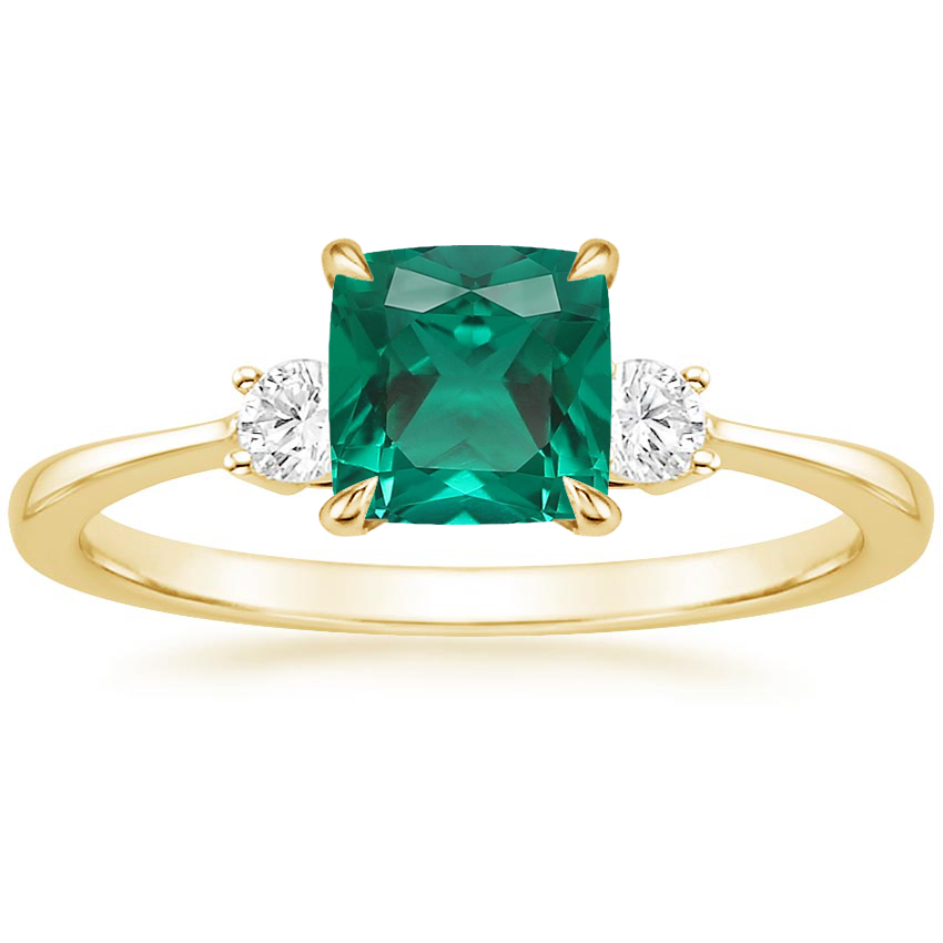 18K Yellow Gold Petite Selene Three Stone Diamond Ring (1/10 ct. tw.), large top view