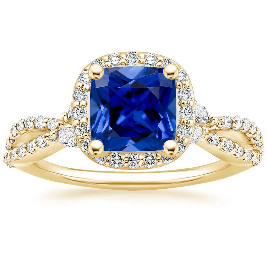 Yellow Gold Sapphire Luxe Willow Halo Diamond Ring (2/5 ct. tw.)
