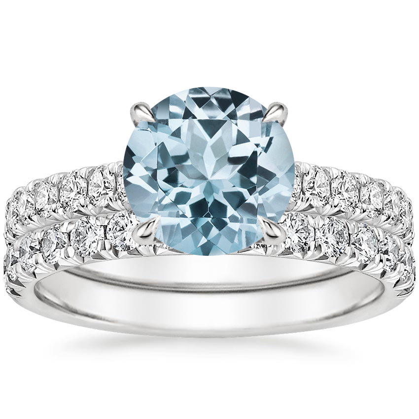 18KW Aquamarine Sienna Diamond Bridal Set (7/8 ct. tw.), top view
