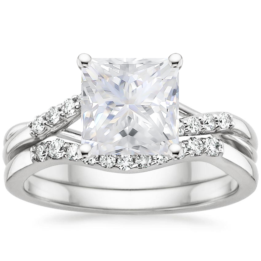 18KW Moissanite Chamise Diamond Bridal Set, top view