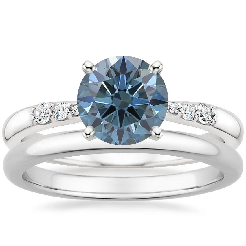 Platinum Lark Diamond Ring with 2mm Comfort Fit Wedding Ring