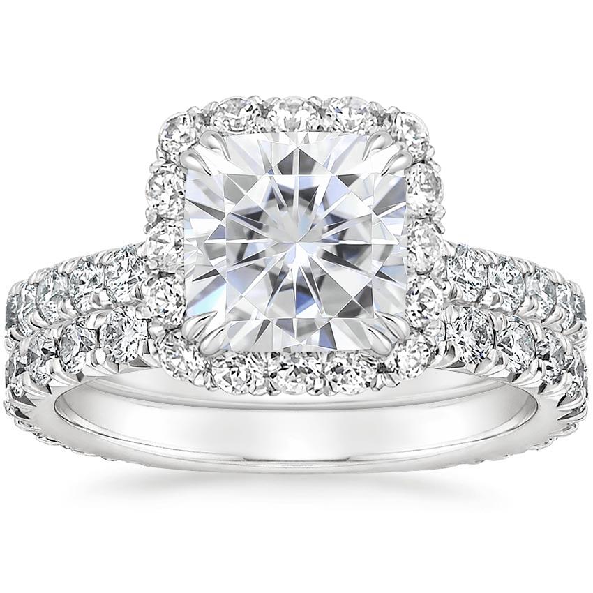 PT Moissanite Luxe Sienna Halo Diamond Bridal Set (1 3/8 ct. tw.), top view