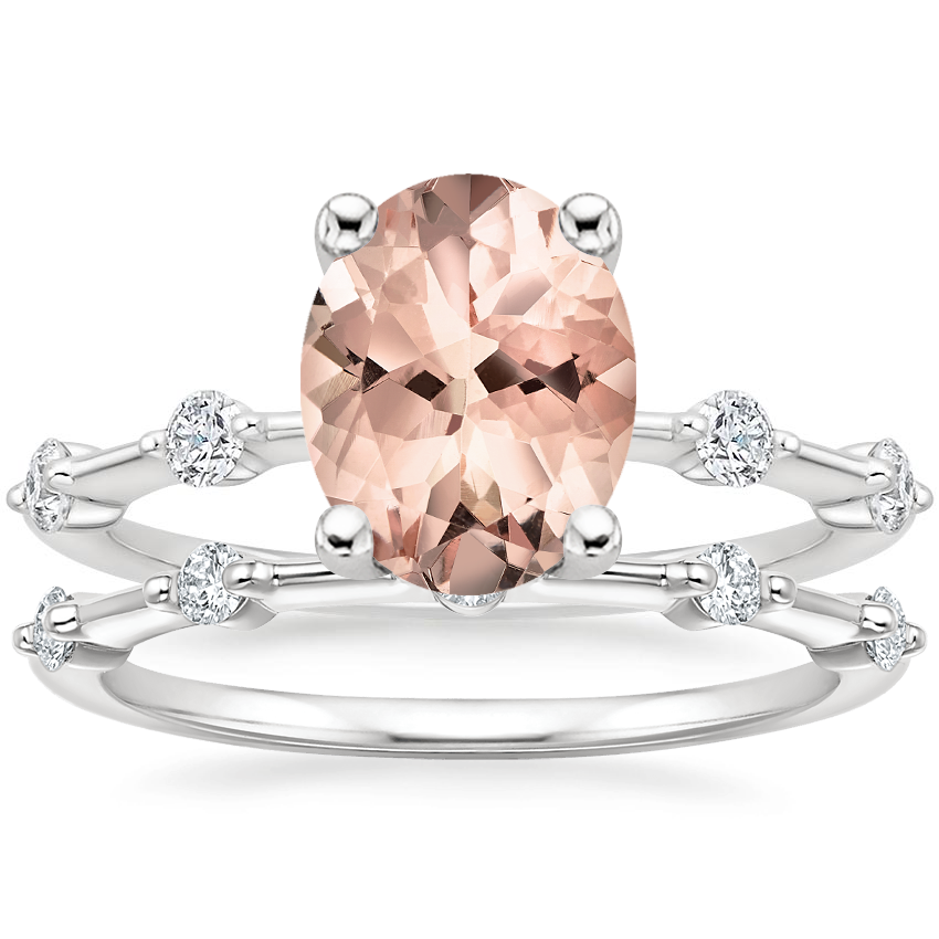18KW Morganite Aimee Diamond Bridal Set, top view