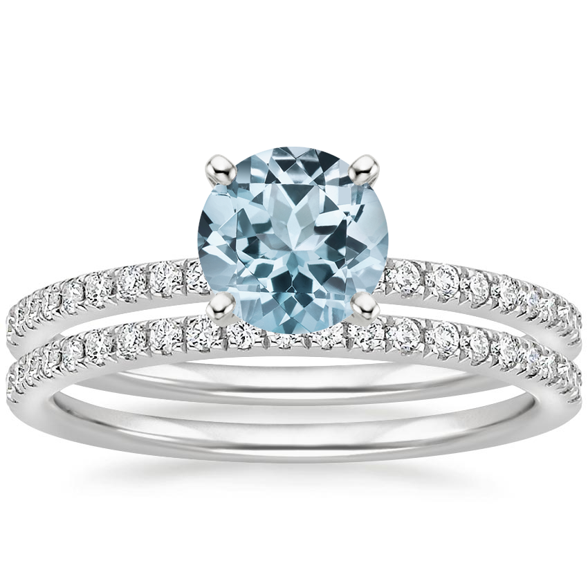 18KW Aquamarine Ballad Diamond Bridal Set (1/3 ct. tw.), top view
