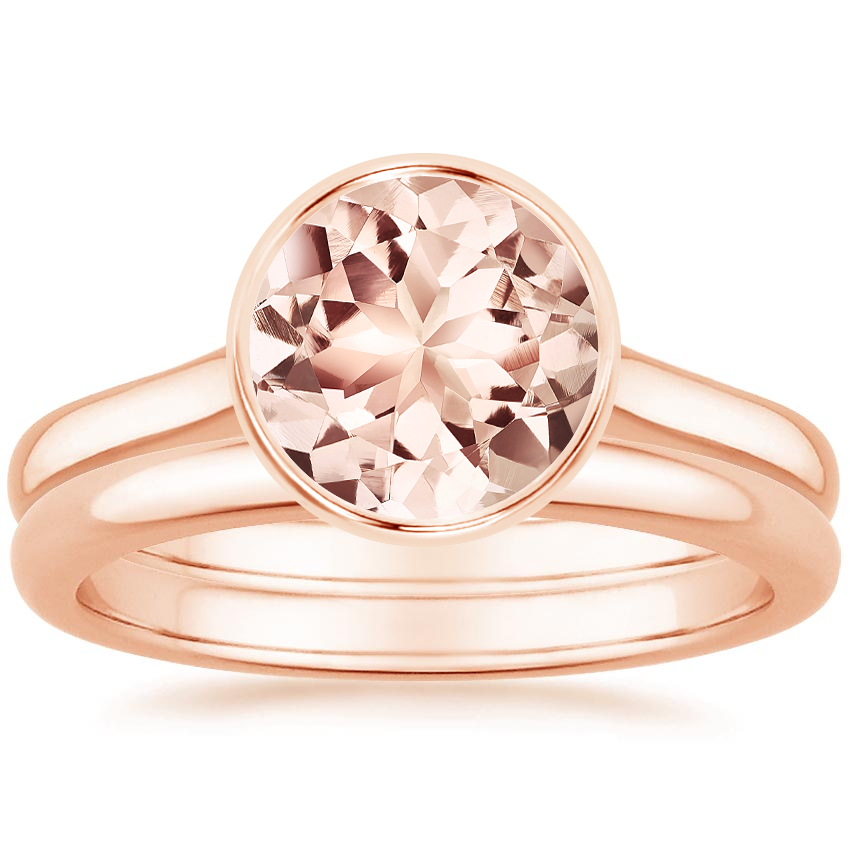 14KR Morganite Luna Bridal Set, top view
