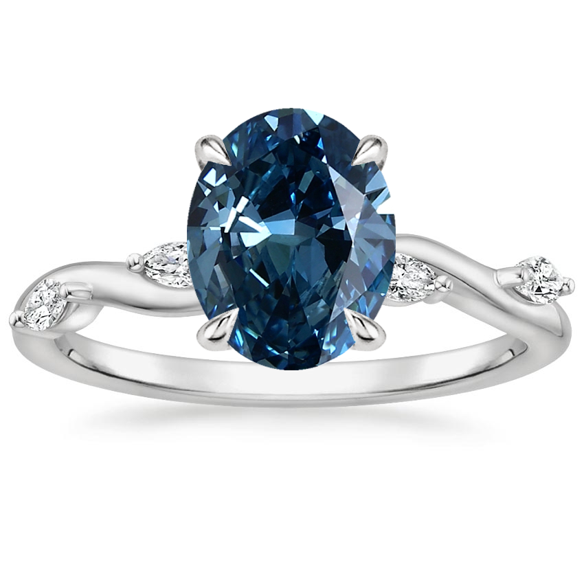 18K White Gold Winding Willow Diamond Ring, large top view