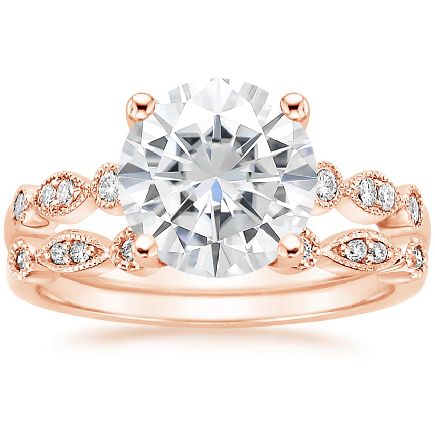 14KR Moissanite Tiara Diamond Bridal Set (1/5 ct. tw.), top view