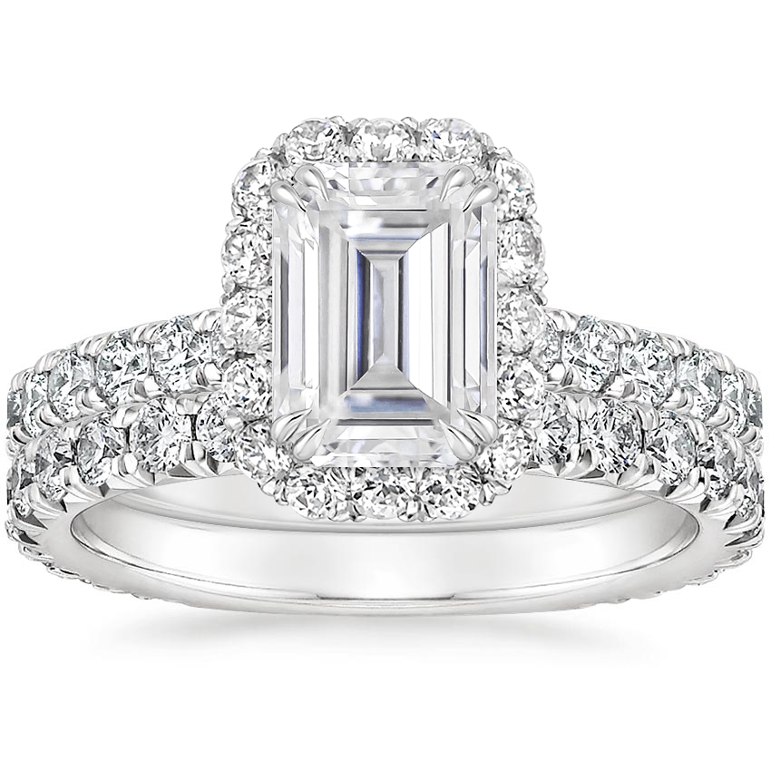 18KW Moissanite Luxe Sienna Halo Diamond Bridal Set (1 3/8 ct. tw.), top view