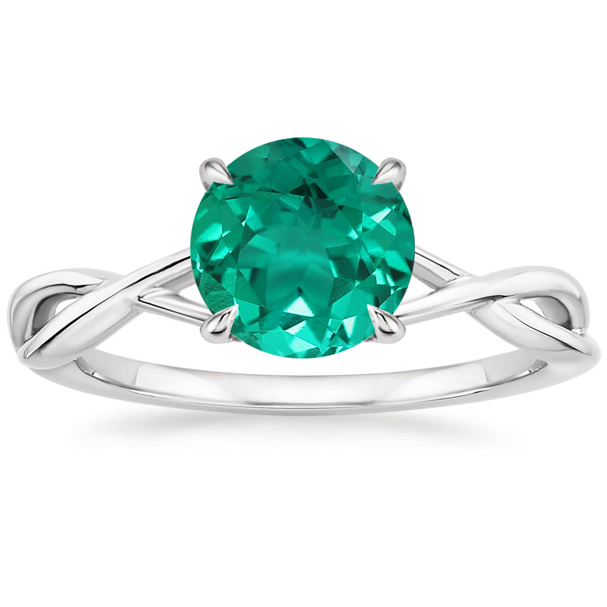 18K White Gold Alya Twist Solitaire Ring, large top view