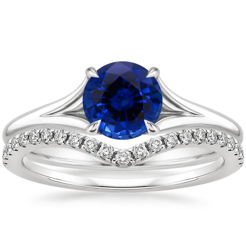 PT Sapphire Reverie Ring with Flair Diamond Ring (1/6 ct. tw.), top view