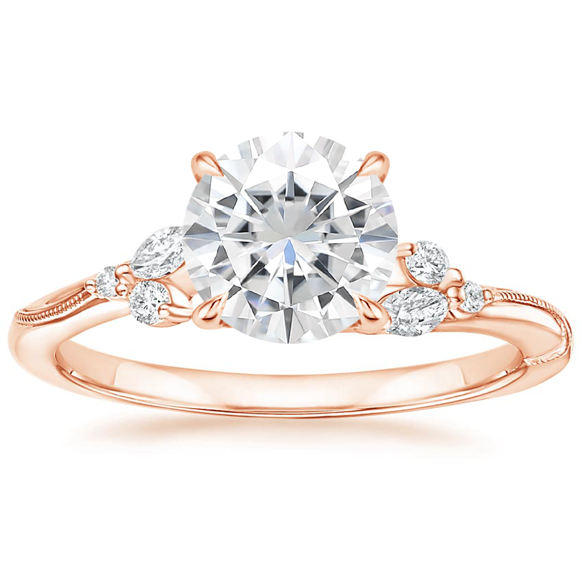 Rose Gold Moissanite Camellia Diamond Ring