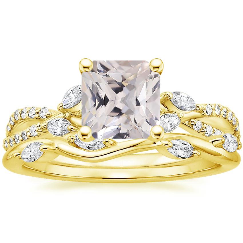 18K Yellow Gold Luxe Willow Diamond Ring (1/4 ct. tw.) with Winding Willow Diamond Ring (1/8 ct. tw.)