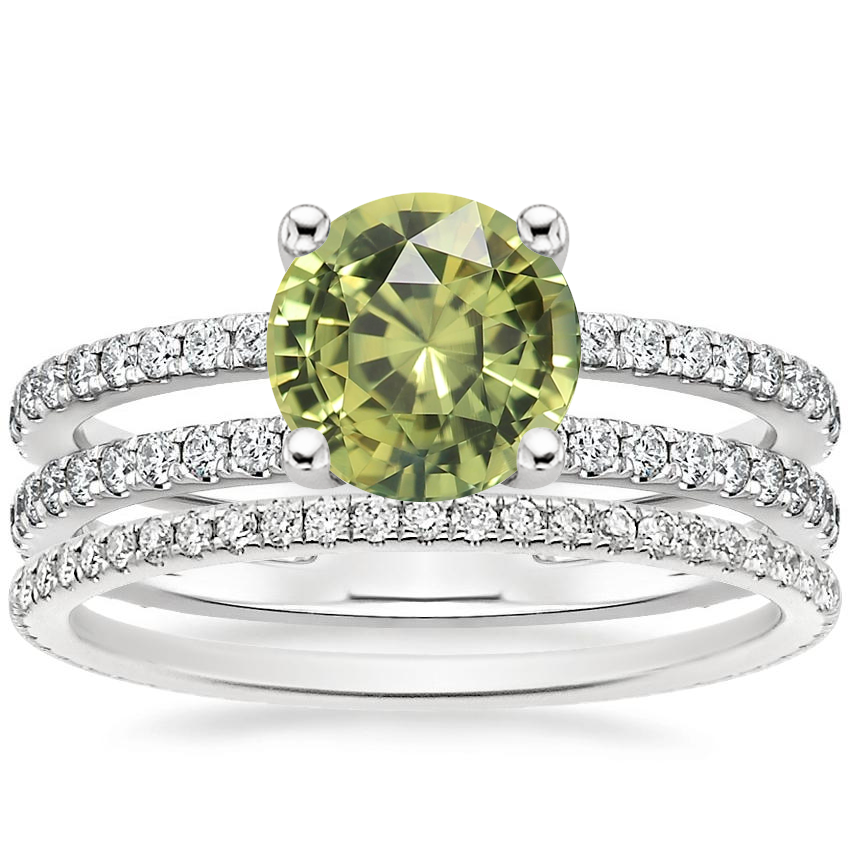 18K White Gold Linnia Diamond Ring with Whisper Eternity Diamond Ring (1/4 ct. tw.)