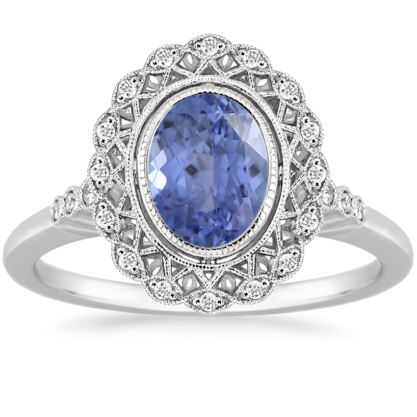 18K White Gold Alvadora Halo Diamond Ring, large top view