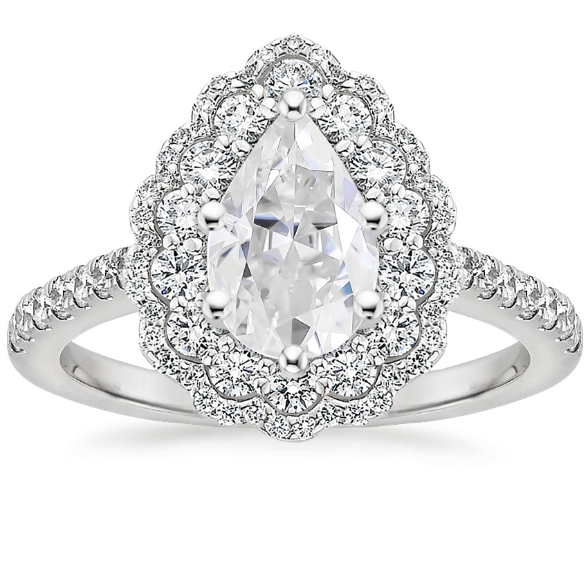 Moissanite Rosa Diamond Ring in 18K White Gold