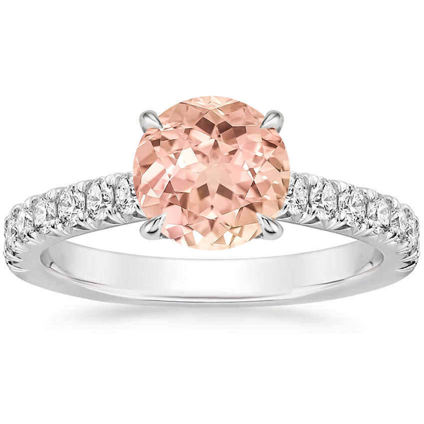 Lab Grown Sapphire Sienna Half Coverage Diamond Ring in 18K White Gold