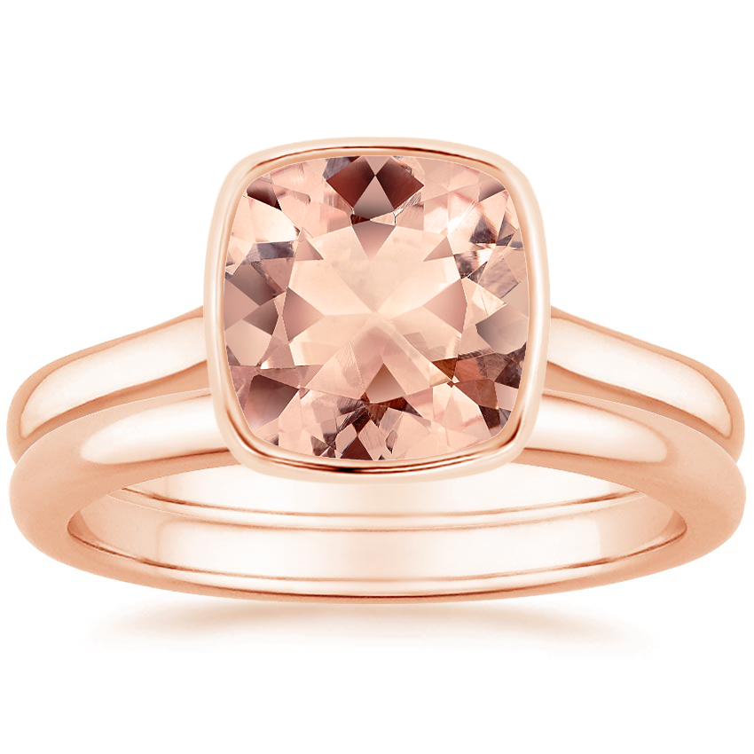 14KR Morganite Luna Bridal Set, top view