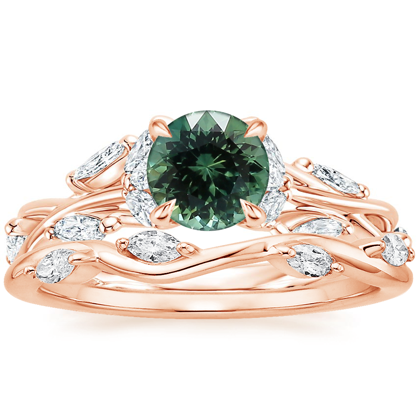 14K Rose Gold Secret Garden Diamond Ring (1/2 ct. tw.) with Winding Willow Diamond Ring (1/8 ct. tw.)