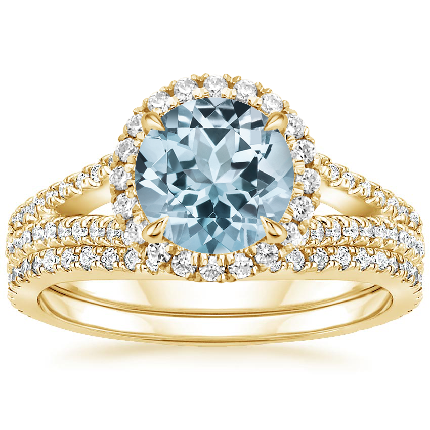 18KY Aquamarine Fortuna Diamond Bridal Set (2/3 ct. tw.), top view