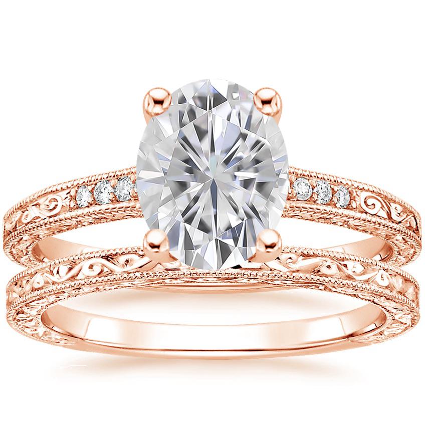 14KR Moissanite Luxe Hudson Diamond Bridal Set, top view