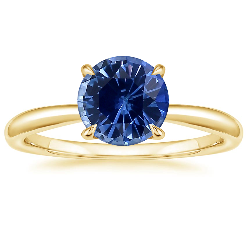 18K Yellow Gold Freesia 2mm Solitaire Ring, large top view