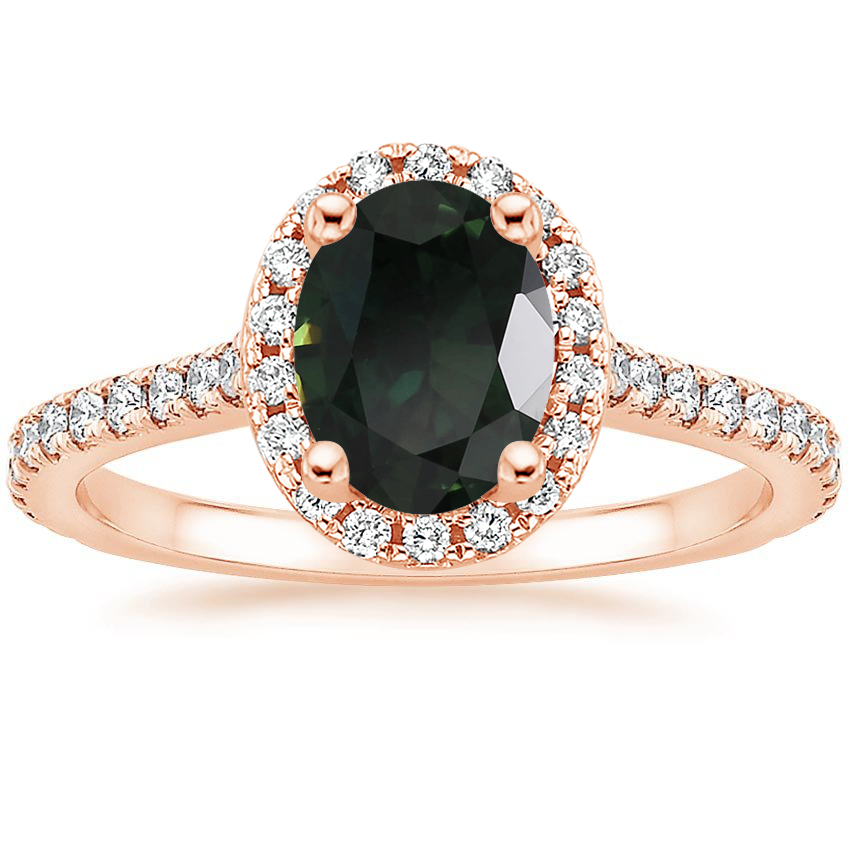 14K Rose Gold Luxe Odessa Halo Diamond Ring, large top view
