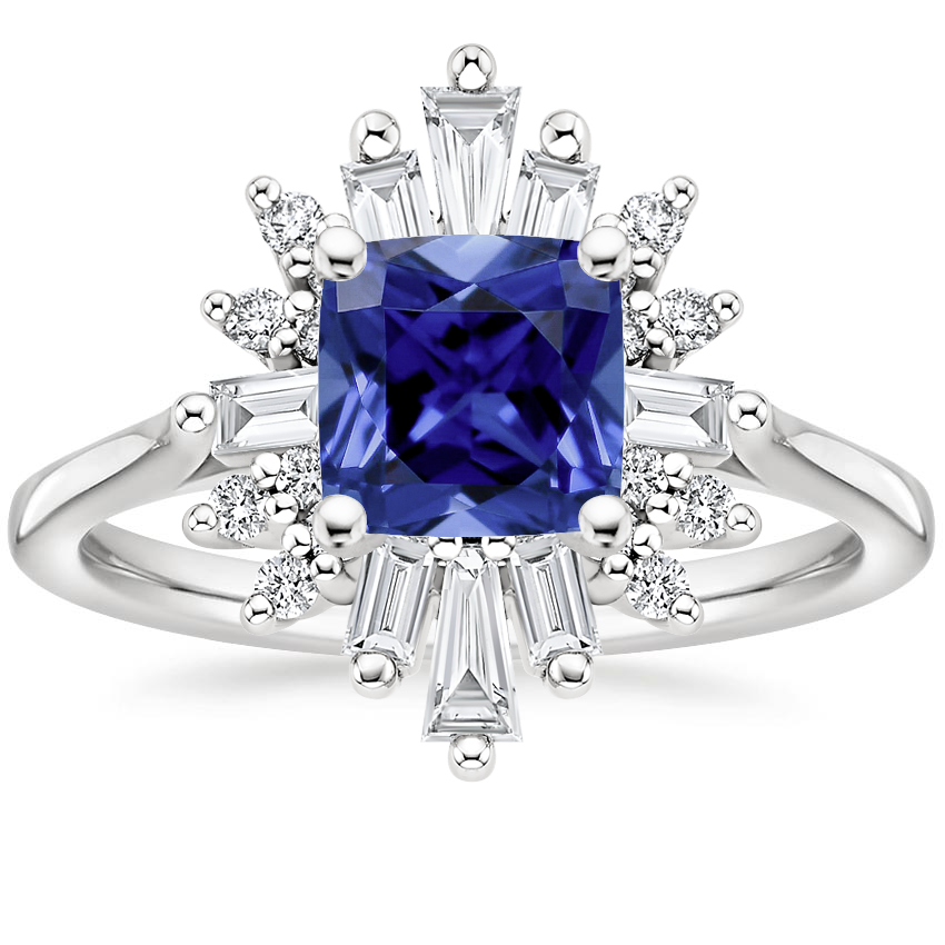 Sapphire Arabesque Diamond Ring (1/2 ct. tw.) in 18K White Gold